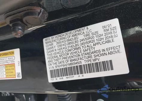 2021 Honda Pilot Awd Special Edition from USA, damaged, VIN 5FNYF6H21MB094505